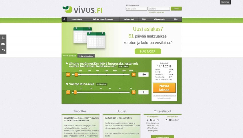 kiirlaenu pakkujad soomes vivus