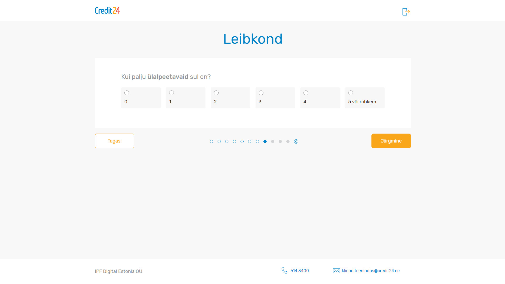 krediidikonto avamine - leibkonan suurus (ülalpeetavate arv)